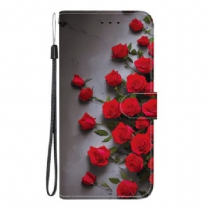 Leren Hoesje Voor Oneplus Nord 5 Rode Rozen