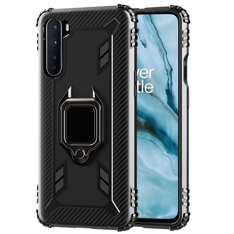 Hoesje voor OnePlus Nord Anti-fall Carbon Look Met Steunring