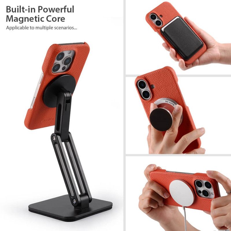 Hoesje iPhone 17 Compatibel Met Magsafe Leer En Microvezel