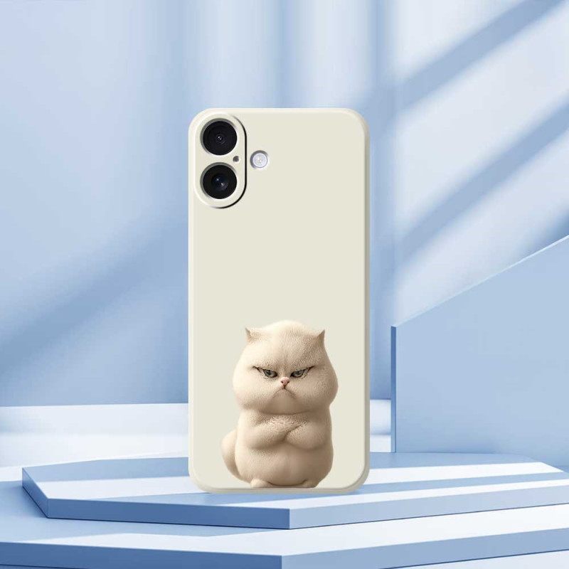 Hoesje iPhone 17 Vloeibare Siliconen Angry Cat Bescherming Hoesje
