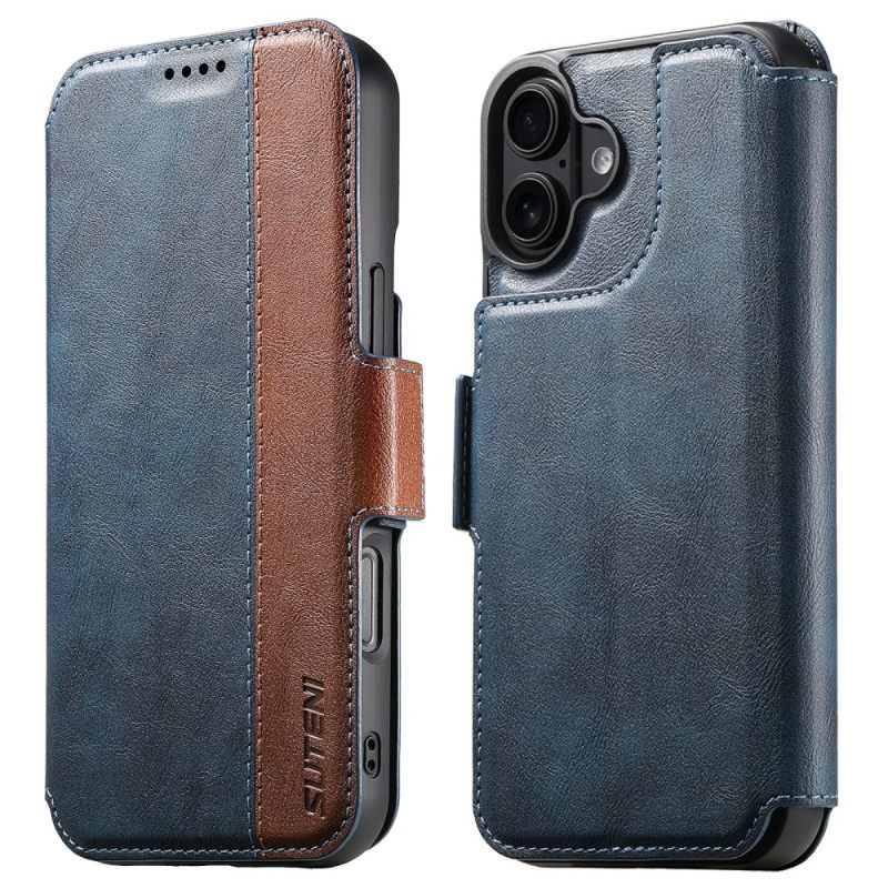 Leren Hoesje iPhone 17 Magsafe Tweekleurig Gestructureerd Leer Bescherming Hoesje