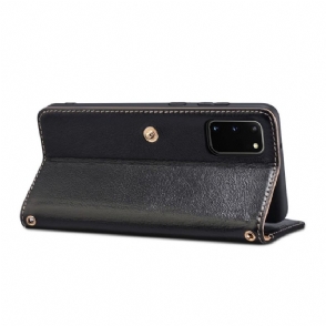 Folio-hoesje voor Samsung Galaxy S20 Premium Lederen Stiksels