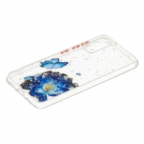 Hoesje voor Samsung Galaxy S20 Blauwe Bloemen En Vlinders