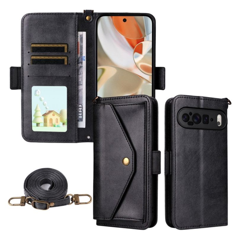 Flip Case Leren Google Pixel 10 Pro Xl Vintage Met Schouderband