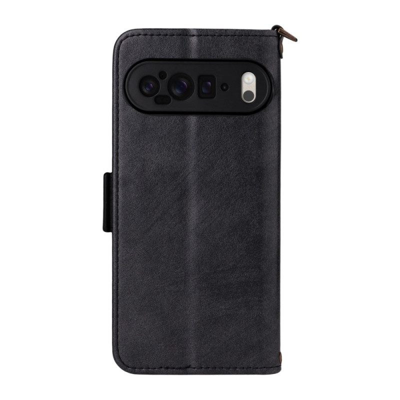 Flip Case Leren Google Pixel 10 Pro Xl Vintage Met Schouderband
