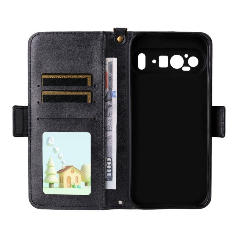 Flip Case Leren Google Pixel 10 Pro Xl Vintage Met Schouderband