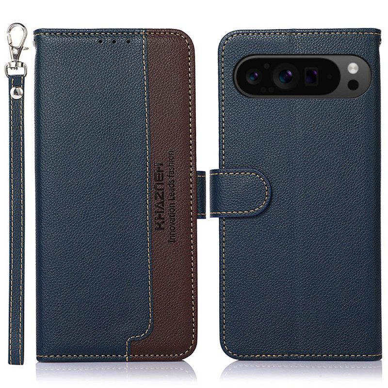 Folio-hoesje Google Pixel 10 Pro Xl Telefoonhoesje Tweekleurige Rfid-blokkerende Khazneh