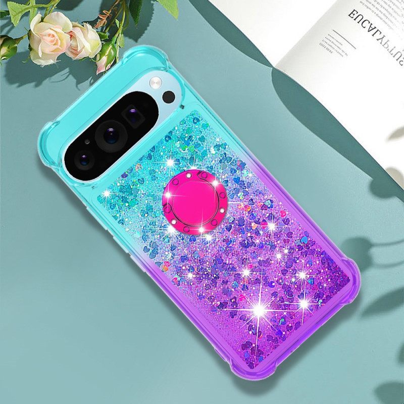 Hoesje Google Pixel 10 Pro Xl Glitter Met Kleurverloop En Ringhouder