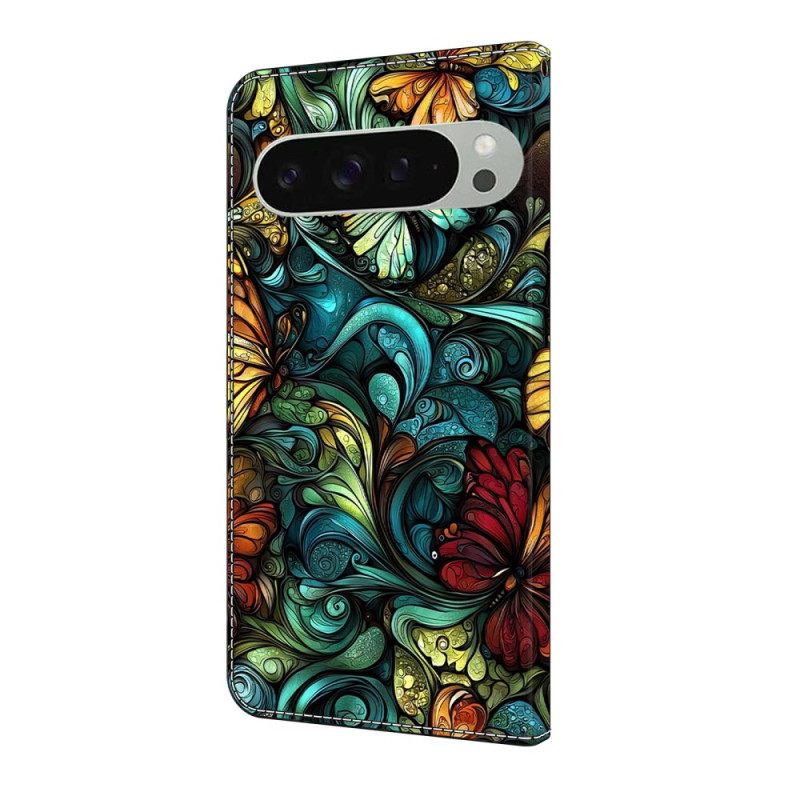 Leren Hoesje Google Pixel 10 Pro Xl Aquarelplanten Bescherming Hoesje