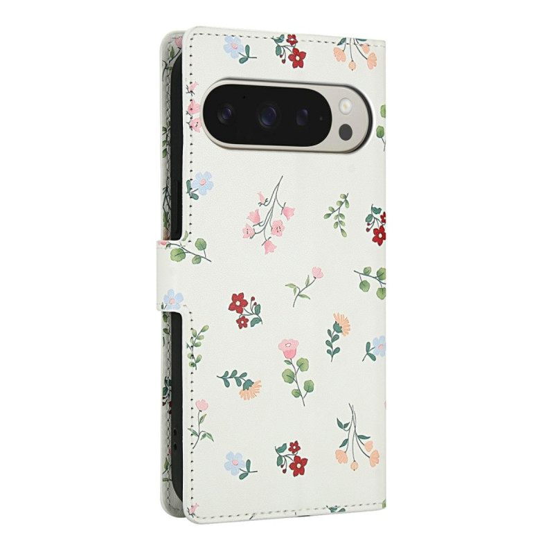 Leren Hoesje Google Pixel 10 Pro Xl Bloemen Bescherming Hoesje