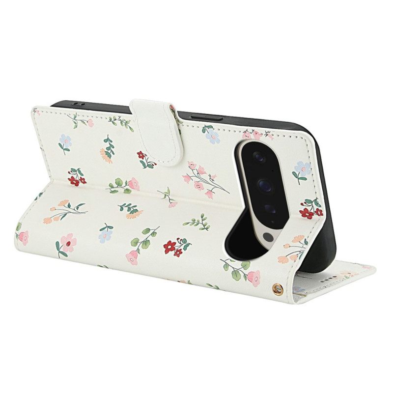 Leren Hoesje Google Pixel 10 Pro Xl Bloemen Bescherming Hoesje