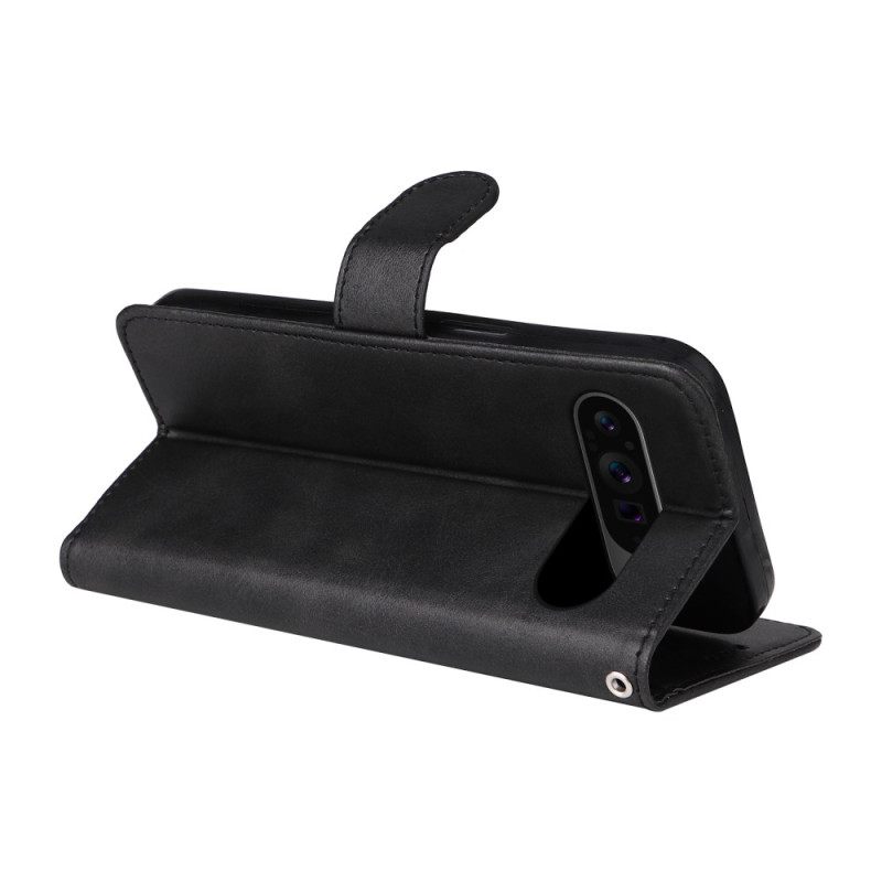 Leren Hoesje Google Pixel 10 Pro Xl Effen Kunstleer Bescherming Hoesje