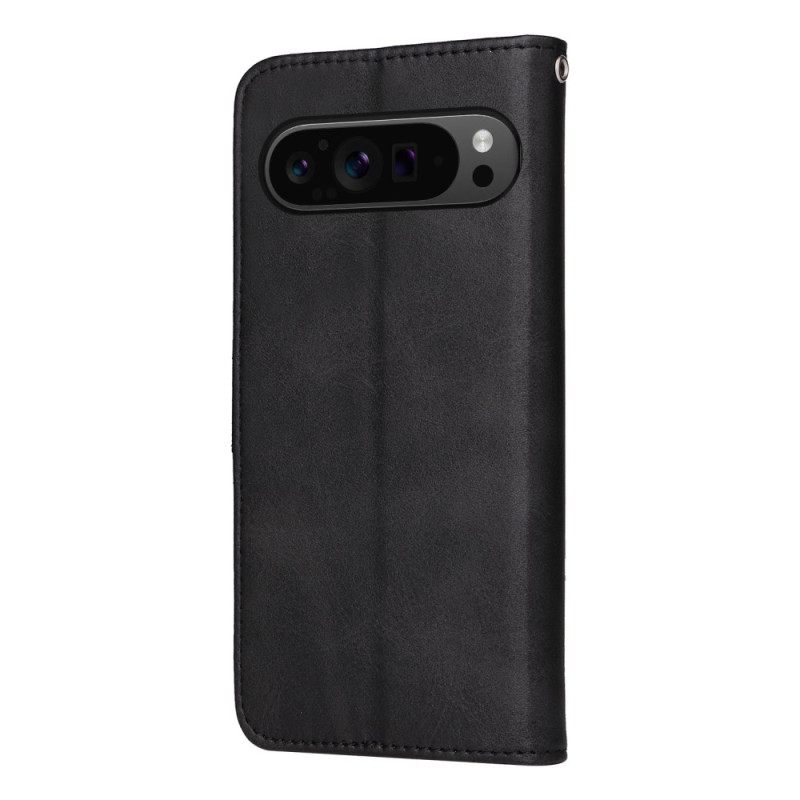 Leren Hoesje Google Pixel 10 Pro Xl Effen Kunstleer Bescherming Hoesje