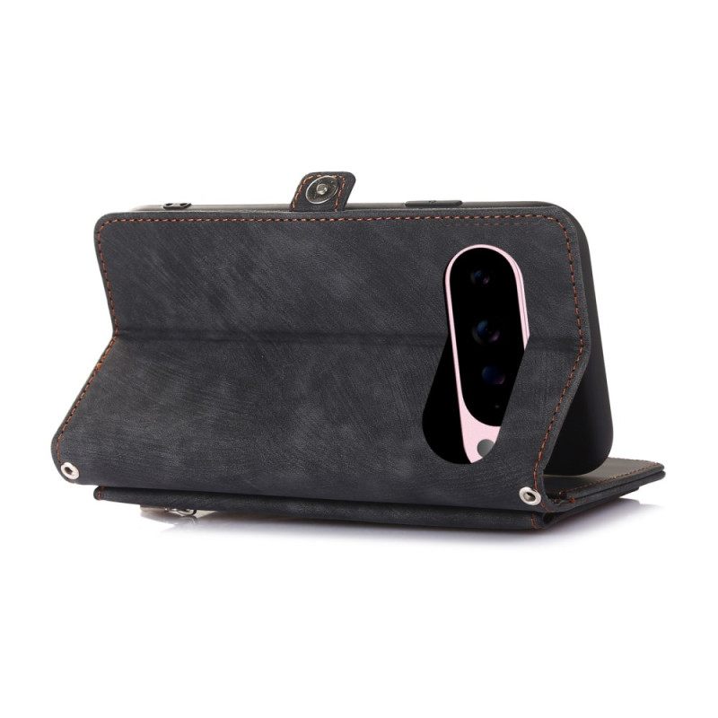 Leren Hoesje Google Pixel 10 Pro Xl Portemonnee Met Suède-effect