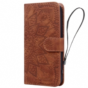 Leren Hoesje Voor Google Pixel 10 Pro Xl Bloemenmandala Print