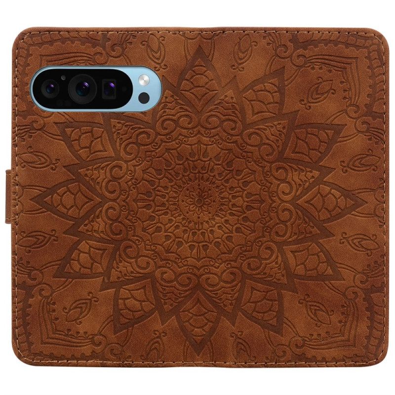 Leren Hoesje Voor Google Pixel 10 Pro Xl Bloemenmandala Print