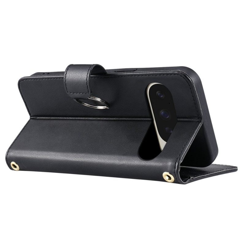 Leren Hoesje Voor Google Pixel 10 Pro Xl Gewatteerd En Ring