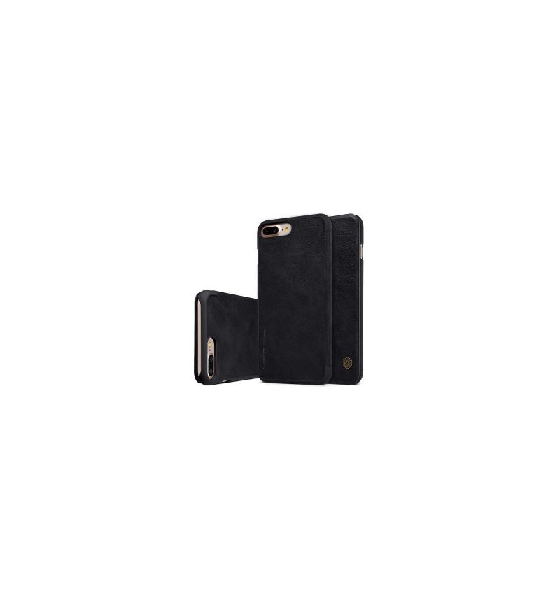 Leren Hoesje voor iPhone 8 Plus / 7 Plus Bescherming Nillkin Leren Kaarthouder - Zwart