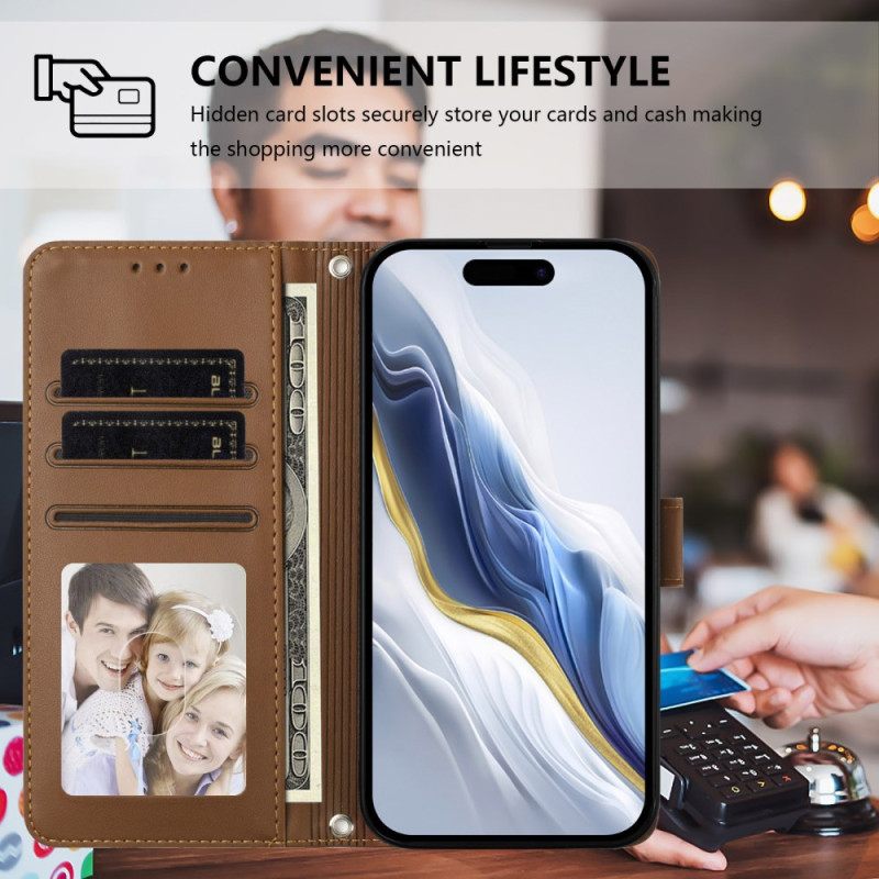 Flip Case Leren Oneplus 15 Kleine Kat Met Riempje