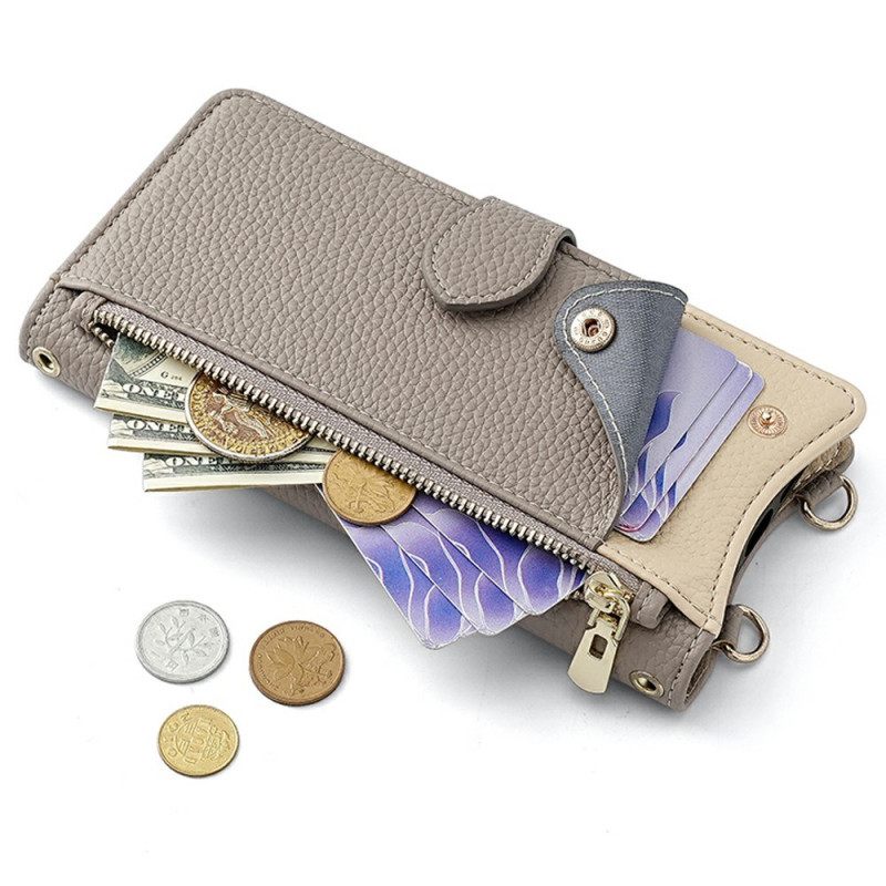 Flip Case Leren Oneplus 15 Portemonnee Met Ketting Als Schouderband