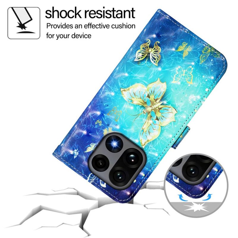 Folio-hoesje Oneplus 15 Telefoonhoesje Gouden Vlinders