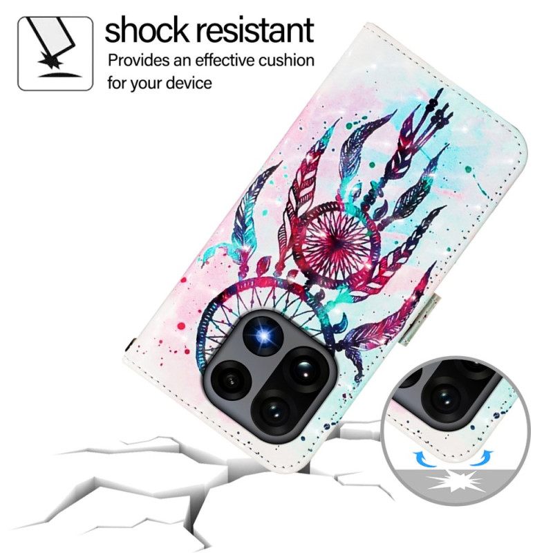 Leren Hoesje Oneplus 15 Aquarel Dromenvanger Bescherming Hoesje