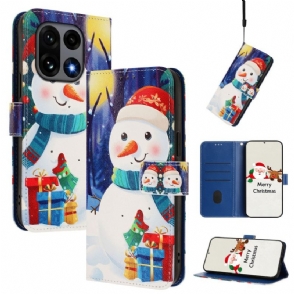 Leren Hoesje Oneplus 15 Kerstpatroon Bescherming Hoesje