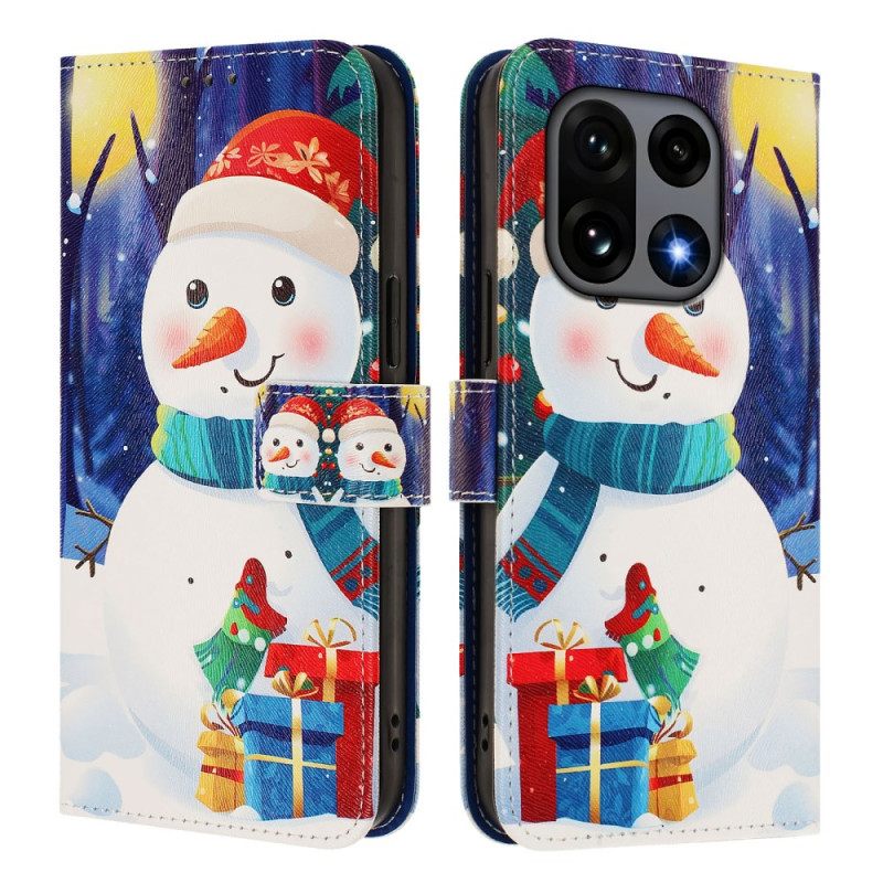 Leren Hoesje Oneplus 15 Kerstpatroon Bescherming Hoesje