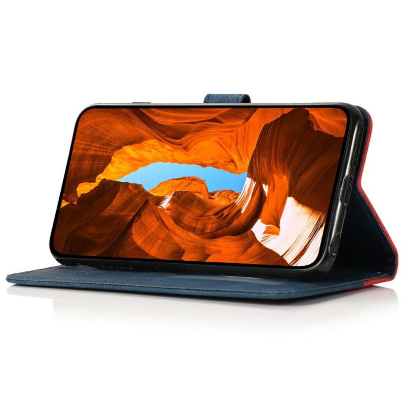 Leren Hoesje Oneplus 15 Tweekleurig Ontwerp Bescherming Hoesje