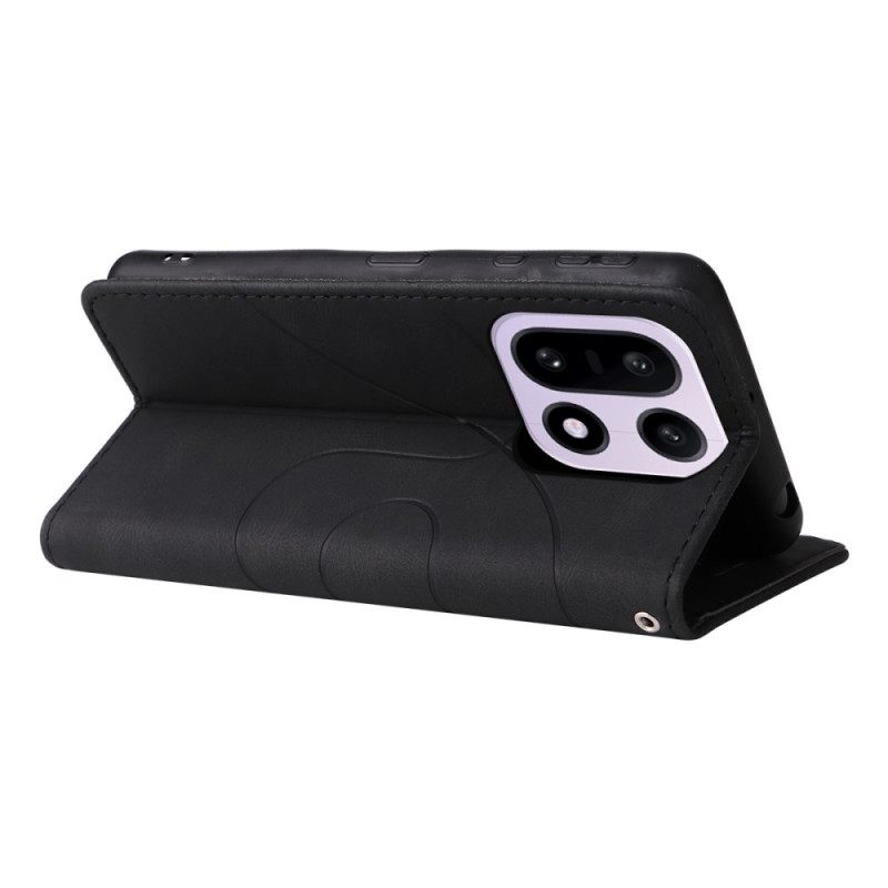 Leren Hoesje Oneplus 15 Tweekleurig Rimpelpatroon Bescherming Hoesje