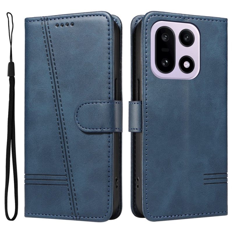 Leren Hoesje Voor Oneplus 15 T-design Lijnen