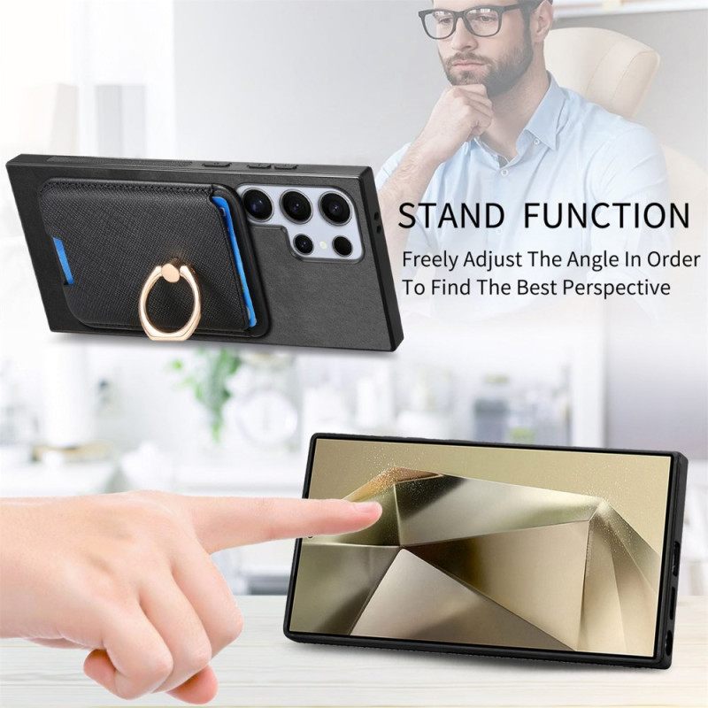 Cover Hoesje Samsung Galaxy S25 Ultra 5g Telefoonhoesje Afneembare Magnetische Kaarthouder En -standaard