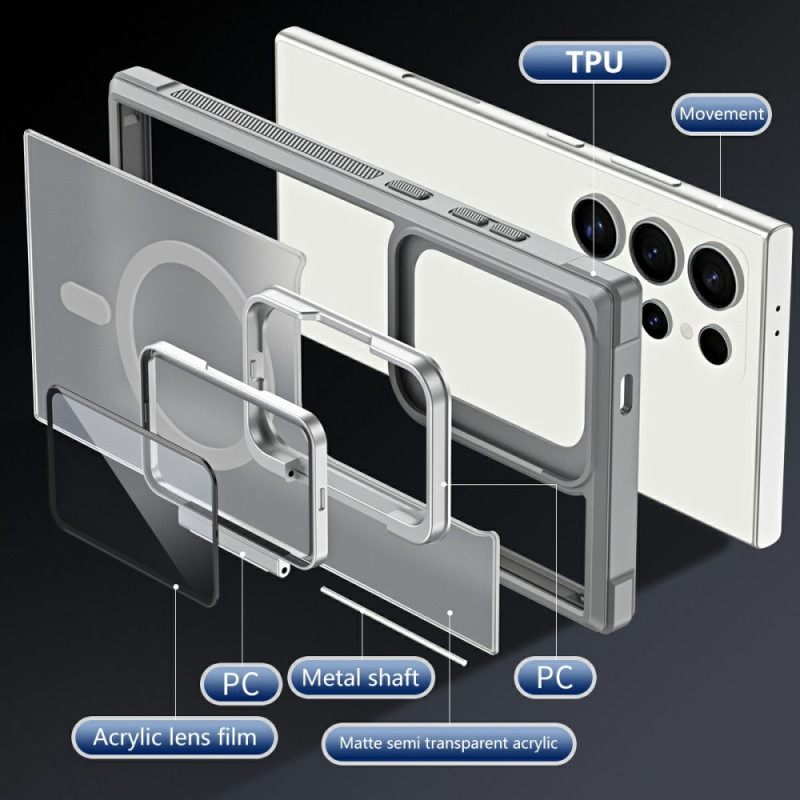 Cover Hoesje Samsung Galaxy S25 Ultra 5g Telefoonhoesje Magsafe-compatibel Mat Anti-vingerafdrukontwerp Met Standaard