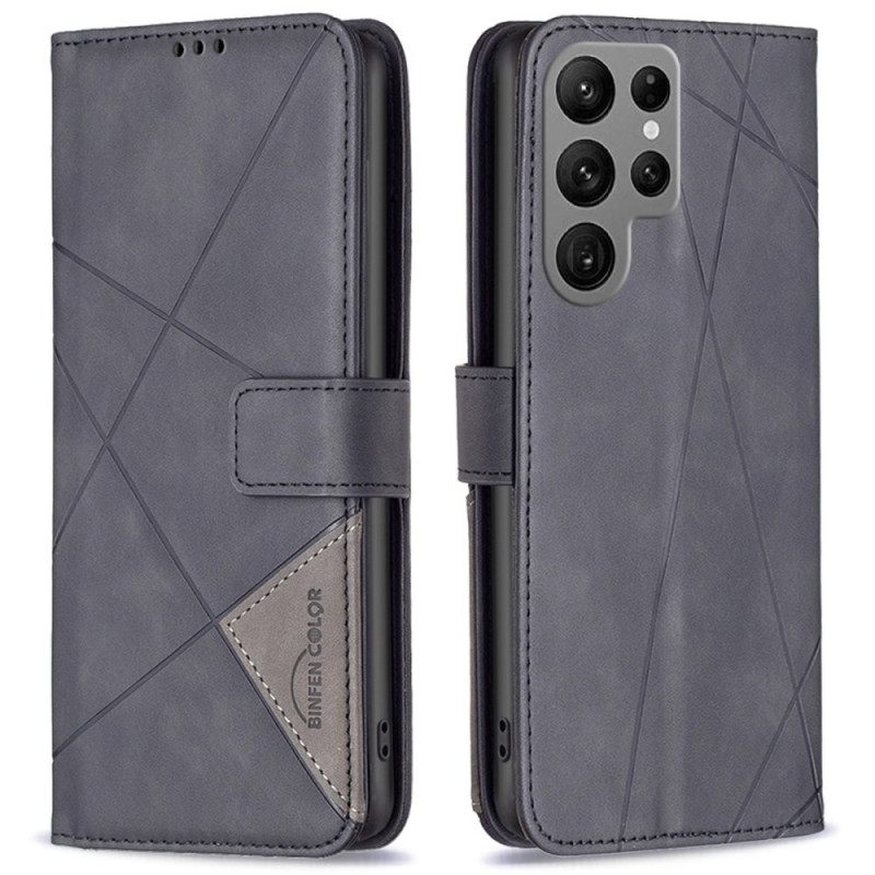 Flip Case Leren Samsung Galaxy S25 Ultra 5g Geometrisch Binfen Kleur