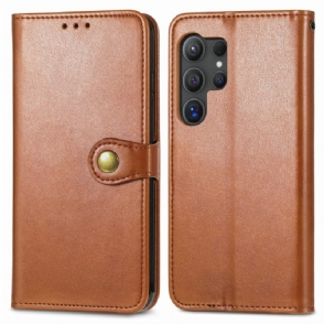 Flip Case Leren Samsung Galaxy S25 Ultra 5g Gouden Sluiting