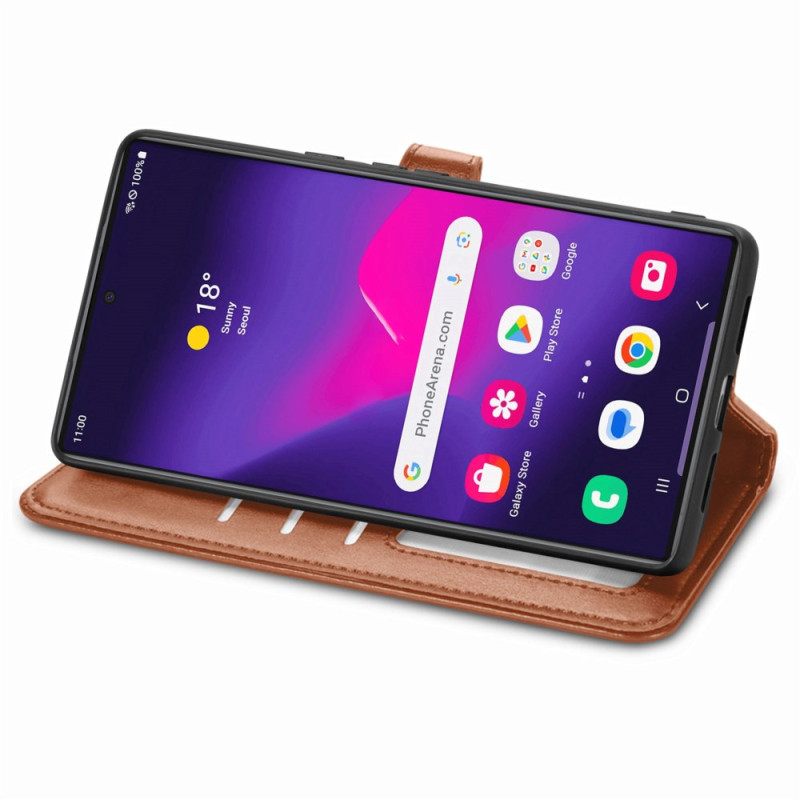 Flip Case Leren Samsung Galaxy S25 Ultra 5g Gouden Sluiting
