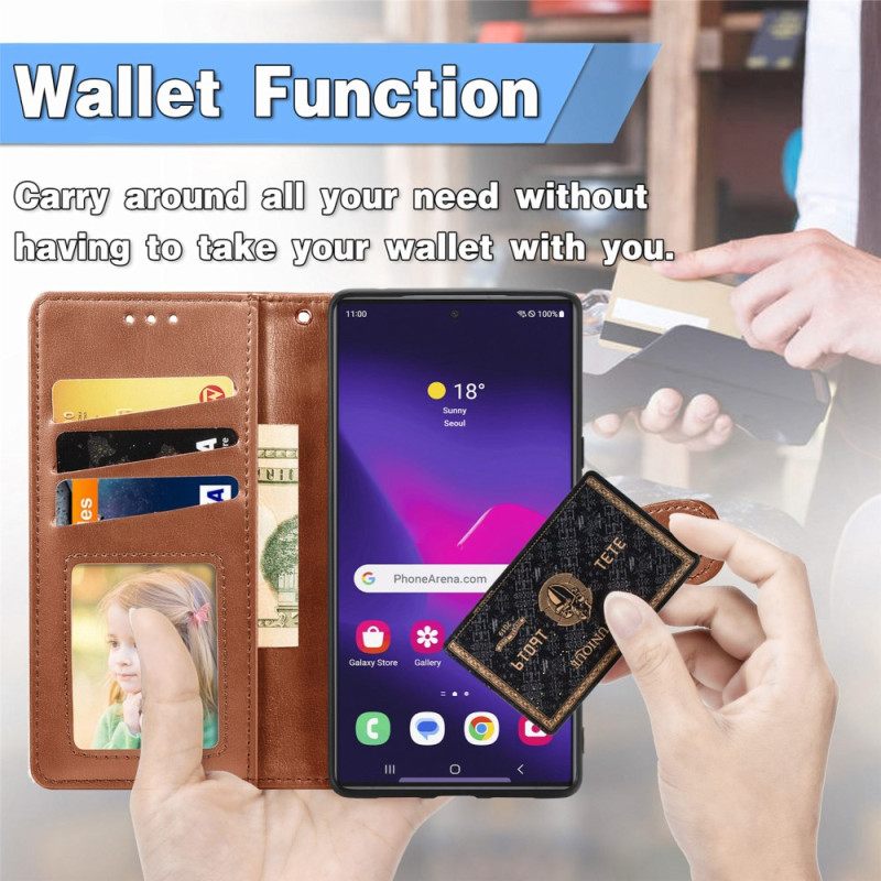 Flip Case Leren Samsung Galaxy S25 Ultra 5g Gouden Sluiting