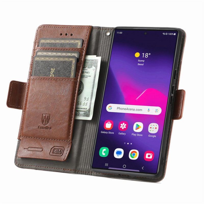 Flip Case Leren Samsung Galaxy S25 Ultra 5g Tweekleurige Rfid-blokkerende Portemonnee