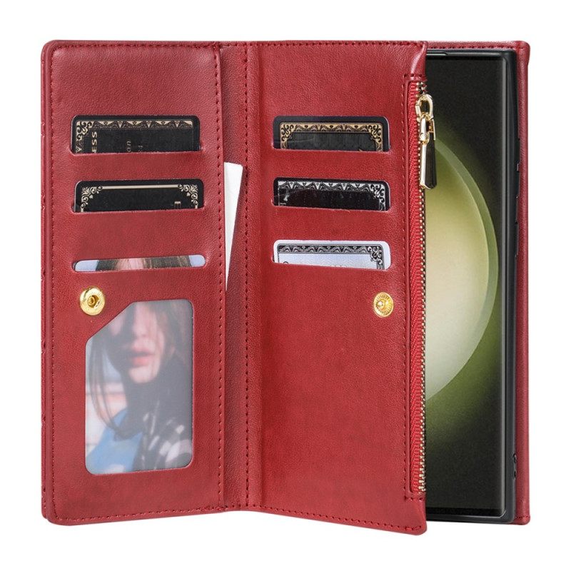 Folio-hoesje Samsung Galaxy S25 Ultra 5g Gewatteerde Portemonnee Met Schouderband