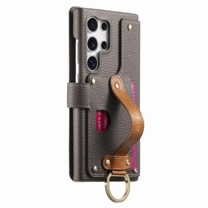 Folio-hoesje Samsung Galaxy S25 Ultra 5g Telefoonhoesje Rfid-beschermde Portemonnee Met Etui En Ringhouder