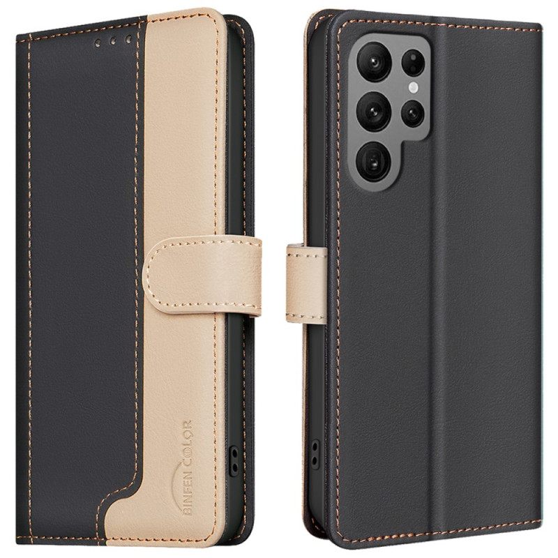 Folio-hoesje Samsung Galaxy S25 Ultra 5g Telefoonhoesje Tweekleurig Met Rfid-blokkering Binfen Kleur