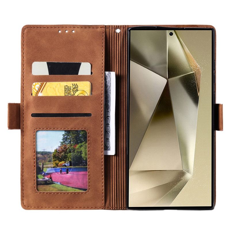 Folio-hoesje Samsung Galaxy S25 Ultra 5g Telefoonhoesje Tweekleurige Rfid-blokkerende Portemonnee Met Suède-effect