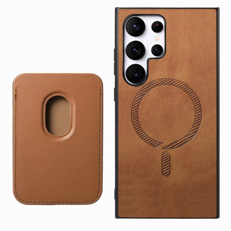 Hoesje Samsung Galaxy S25 Ultra 5g Afneembare Magnetische Kaarthouder In Suède-stijl