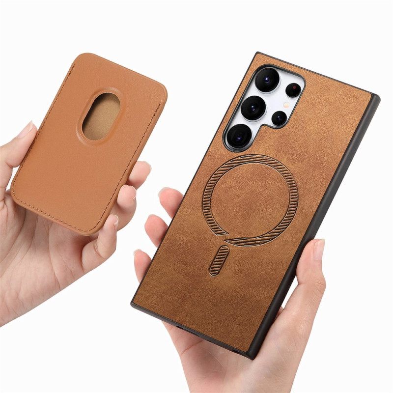 Hoesje Samsung Galaxy S25 Ultra 5g Afneembare Magnetische Kaarthouder In Suède-stijl