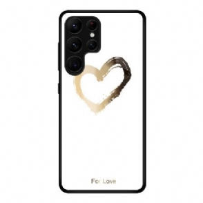 Hoesje Samsung Galaxy S25 Ultra 5g Gouden Hart Op Witte Achtergrond Bescherming Hoesje