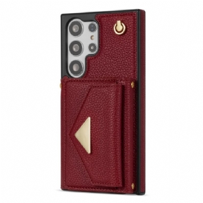 Hoesje Samsung Galaxy S25 Ultra 5g Lederlook Met Kaarthouder En Bandje