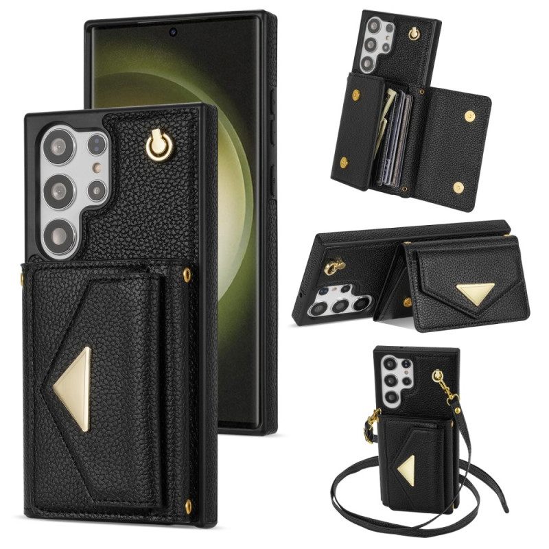 Hoesje Samsung Galaxy S25 Ultra 5g Lederlook Met Kaarthouder En Bandje