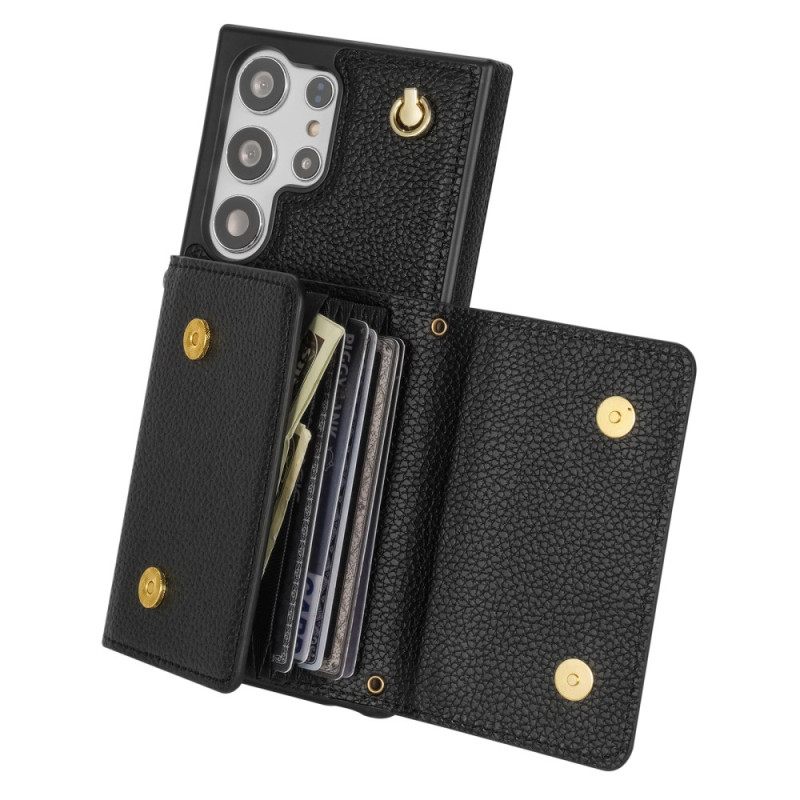 Hoesje Samsung Galaxy S25 Ultra 5g Lederlook Met Kaarthouder En Bandje