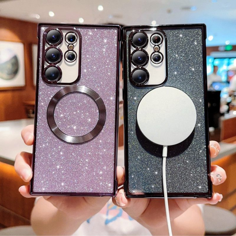 Hoesje Samsung Galaxy S25 Ultra 5g Magsafe-compatibel Met Glitter Bescherming Hoesje