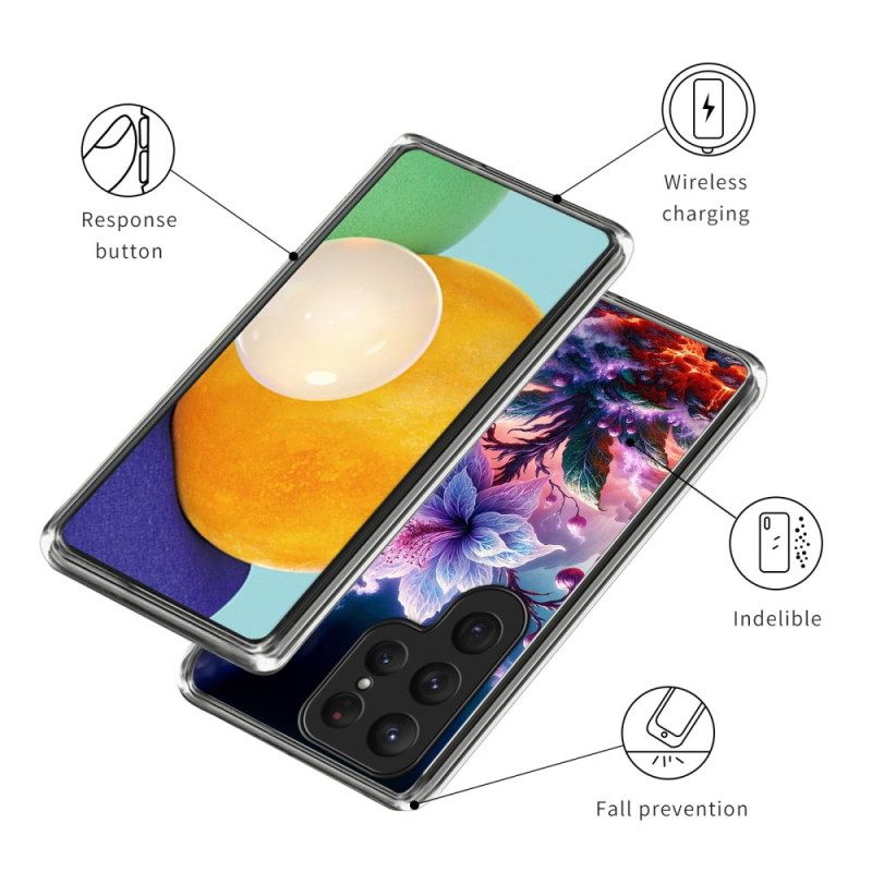 Hoesje Samsung Galaxy S25 Ultra 5g Paarse Bloemen Bescherming Hoesje